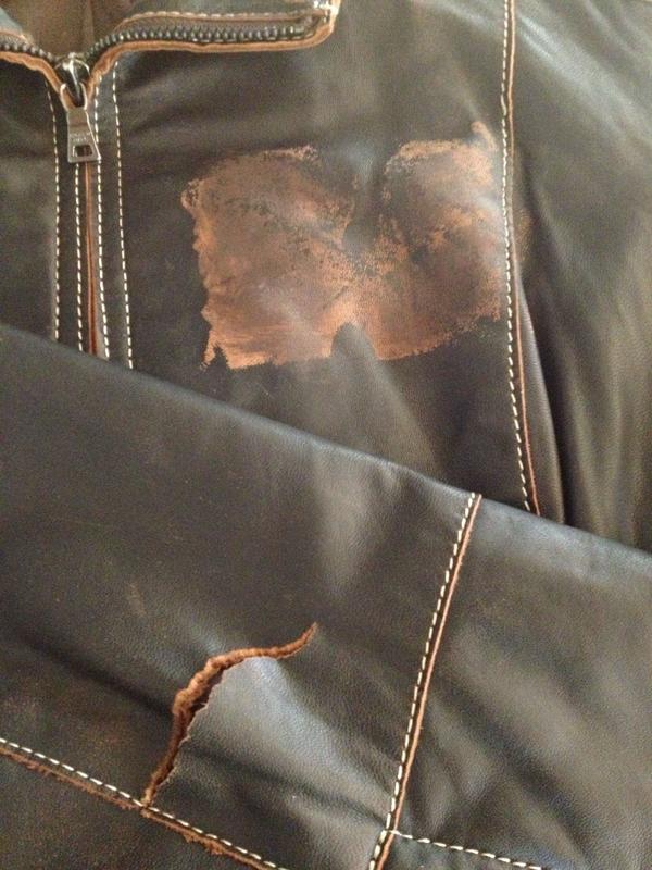 Coat tear and color loss — before