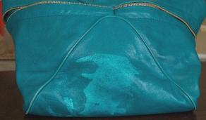 Turquoise handbag restored — after