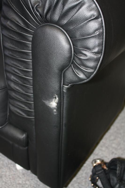 Tear in a sofa seat — before